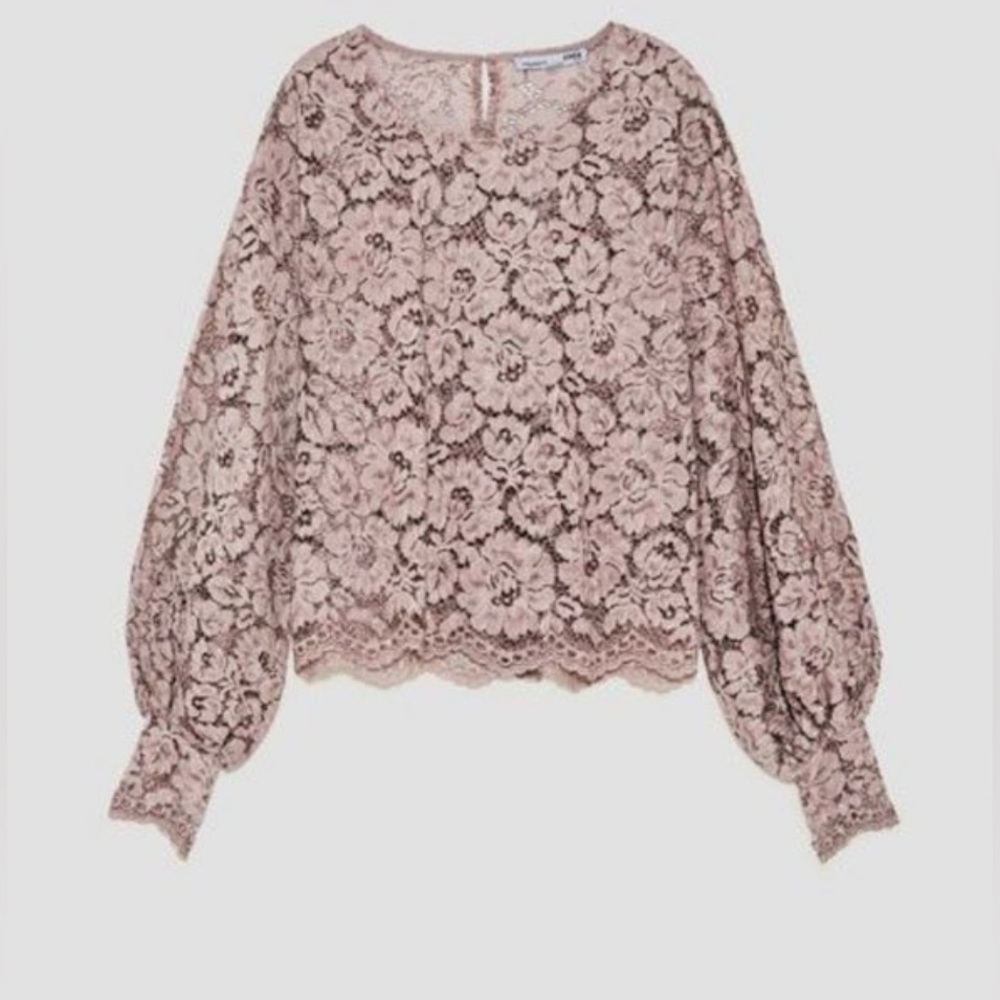 Zara Lace Balloon Sleeve Blouse